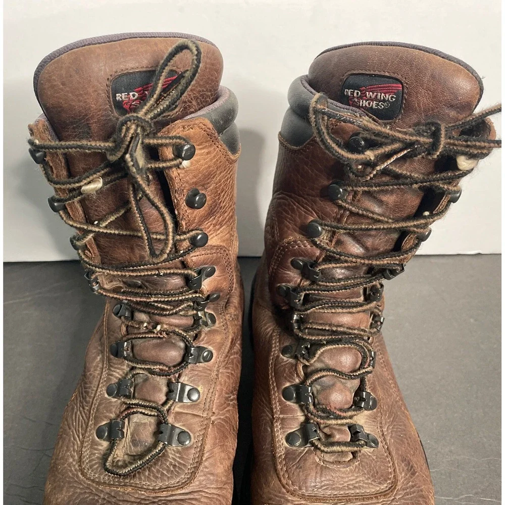 Red Wing Shoes Brown Leather Waterproof Thinsulate Steel Toe Work Boots Men 8.5D